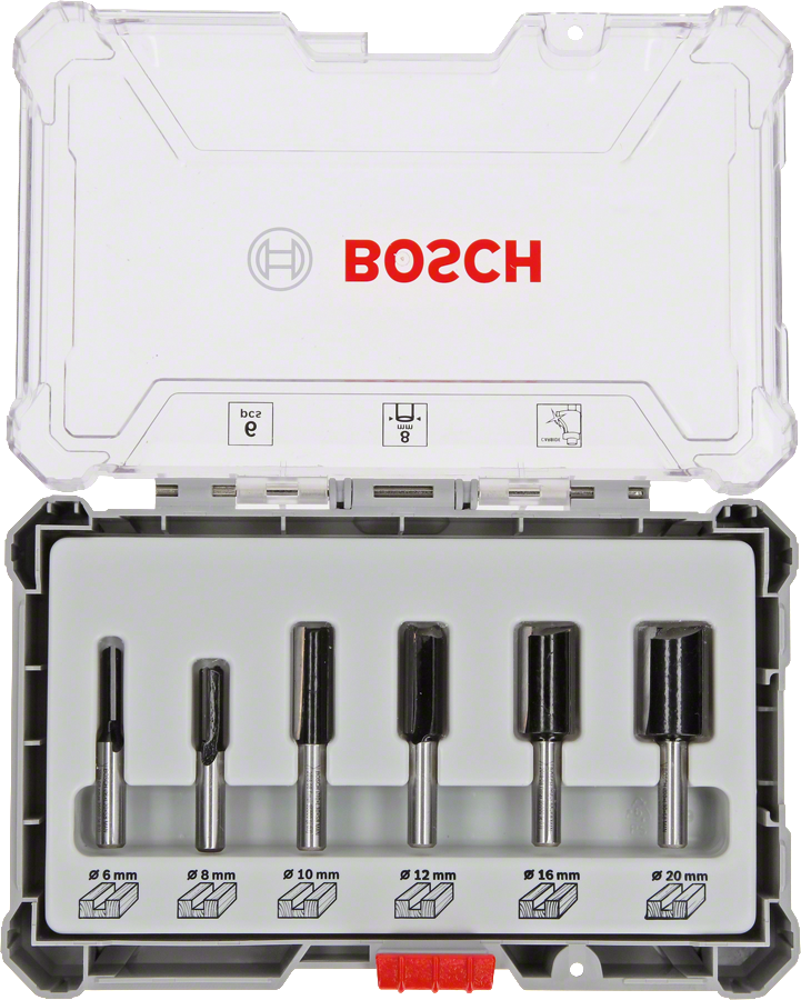 Bosch Profesyonel 6 Parça Karışık Freze Bıçağı Ucu Seti 8 mm Şaftlı