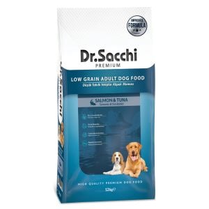 Dr.Sacchi Premium Düşük Tahıllı Somonlu ve Ton Balıklı Yetişkin Köpek Maması 12 Kg