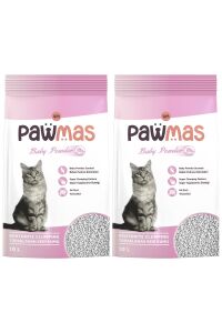 Pawmas Bebek Pudrası Kokulu Bentonit Kedi Kumu 10 Lt x 2 Adet