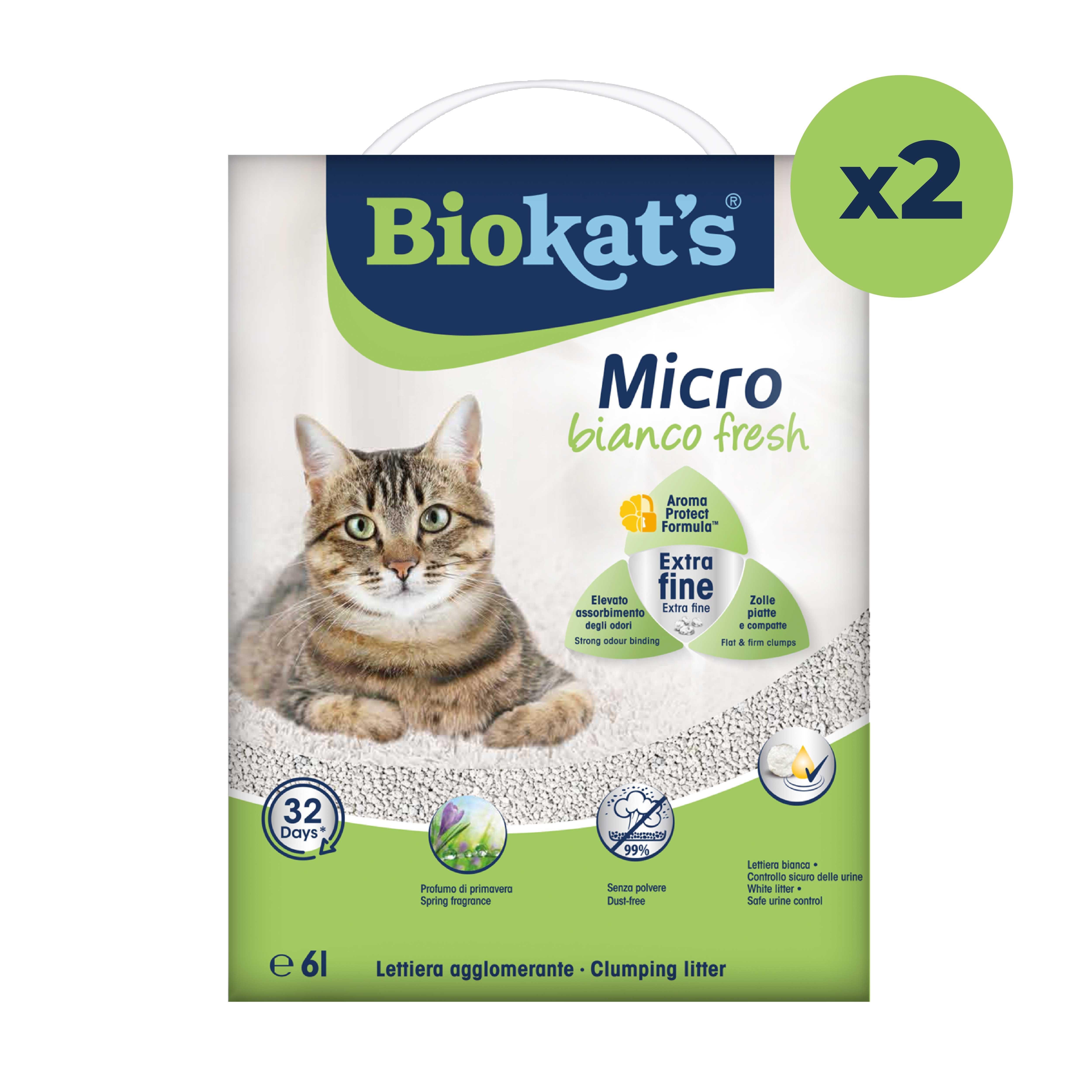 Biokats Kedi Kumu Micro Bianco Fresh 6 Lt x 2 Adet