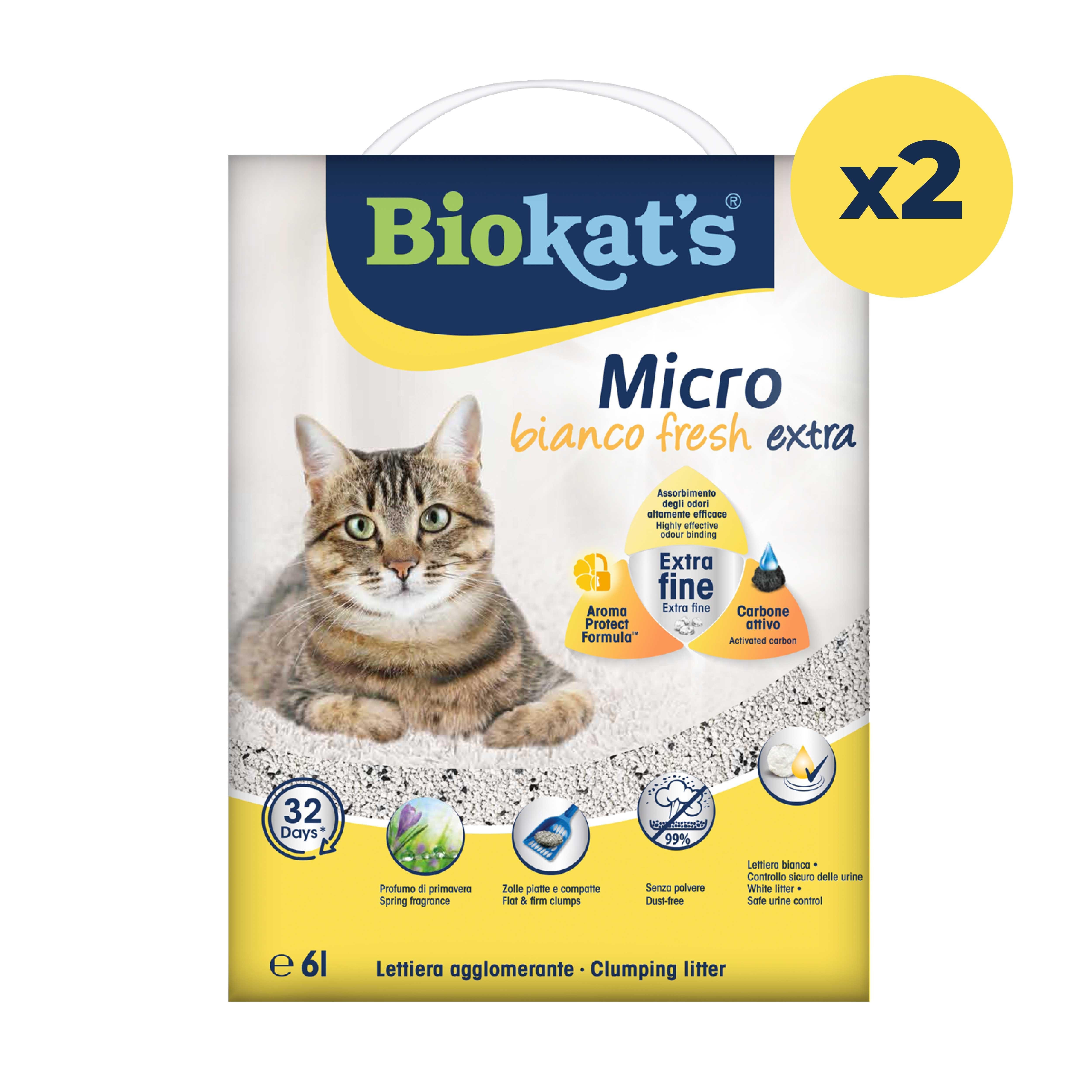 Biokats Kedi Kumu Micro Bianco Fresh Extra 6 Lt x 2 Adet