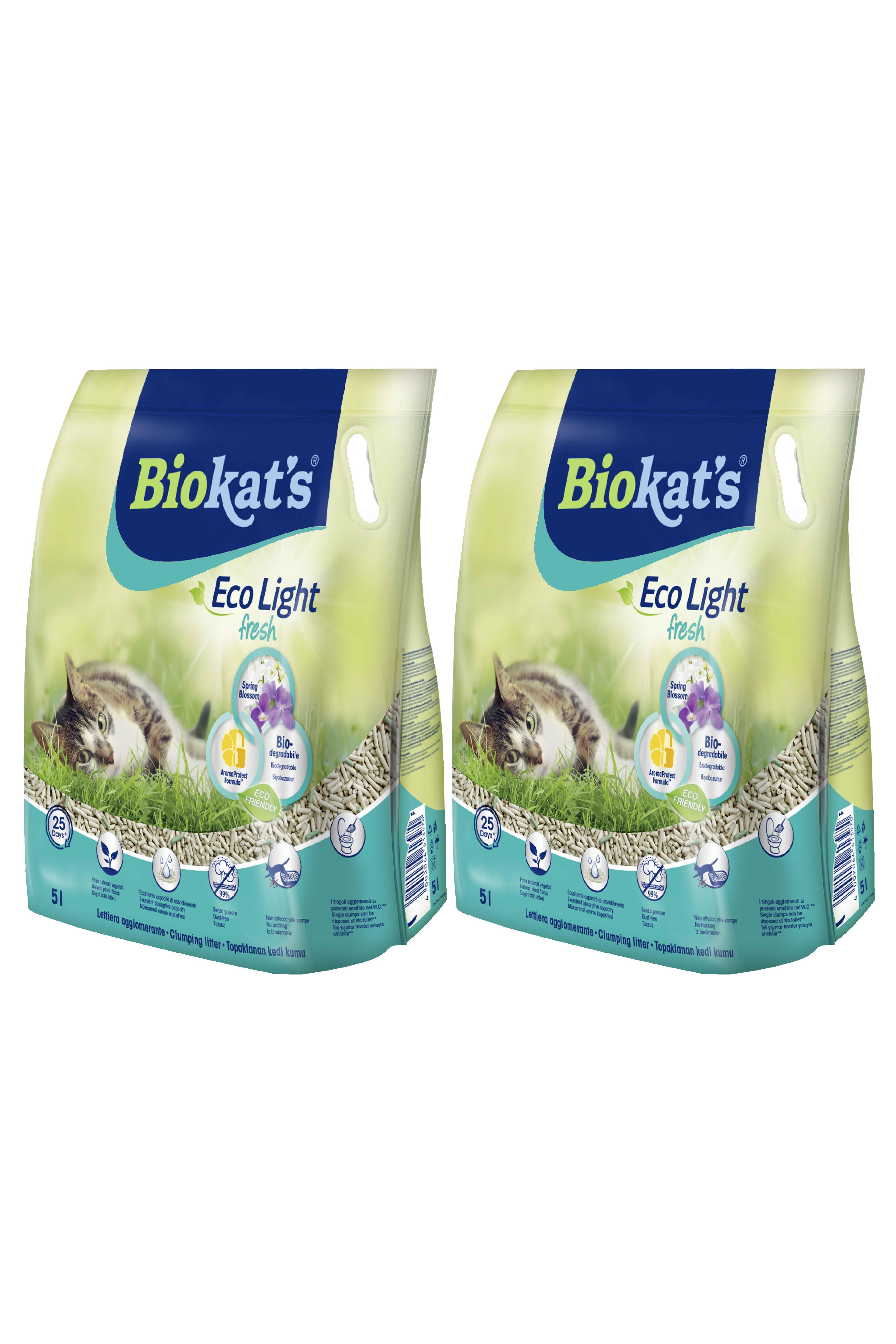 Biokat's Eco Light Fresh Spring Blossom (Bahar Çiçeği Kokulu) Pelet Kedi Kumu 5 Lt x 2 Adet