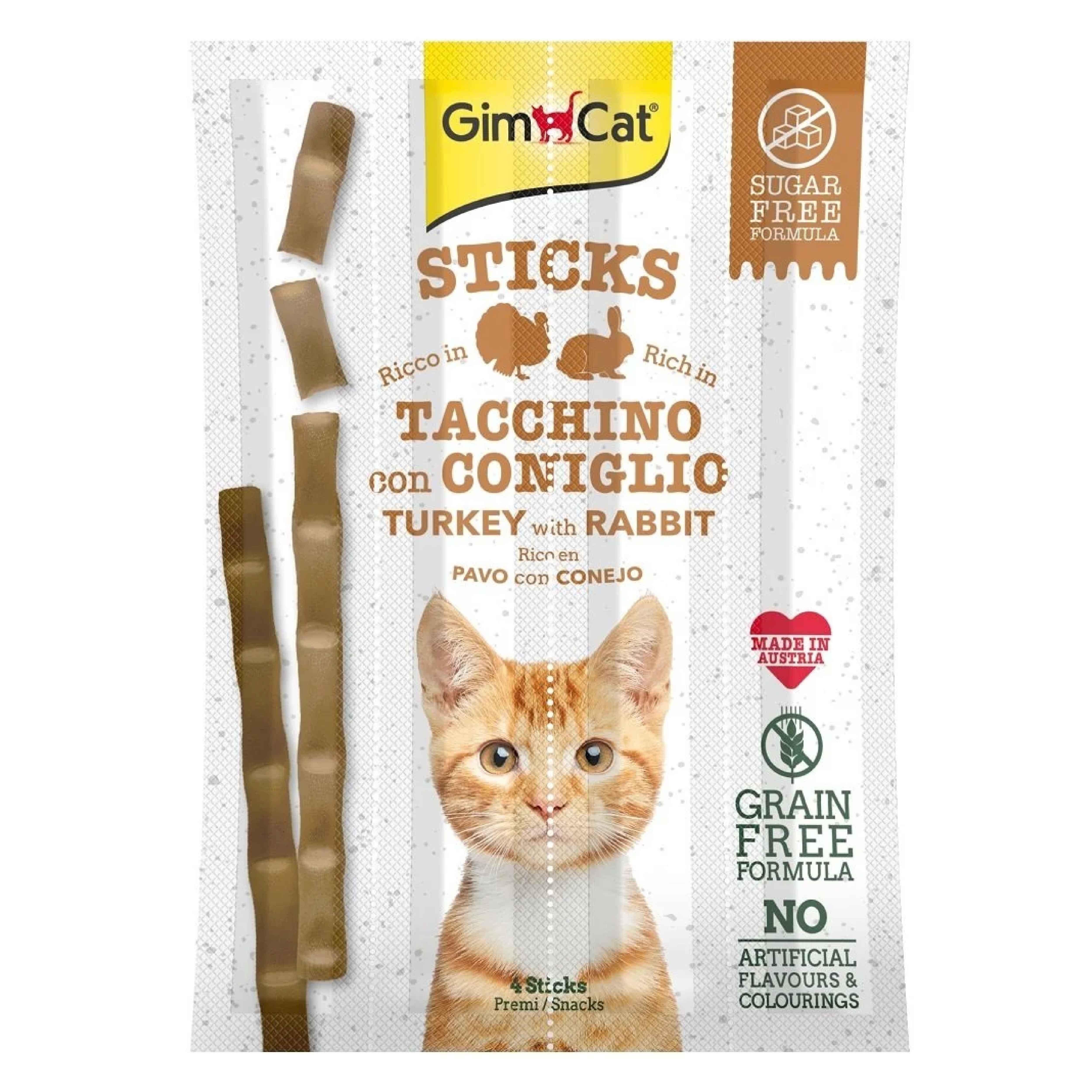 GimCat Sticks Hindi Etli Tavşan etli Tahılsız Ödül Çubukları 4lü 20gr