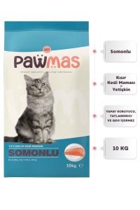 Pawmas Somonlu Kısırlaştırılmış Yetişkin Kedi Maması 10 Kg