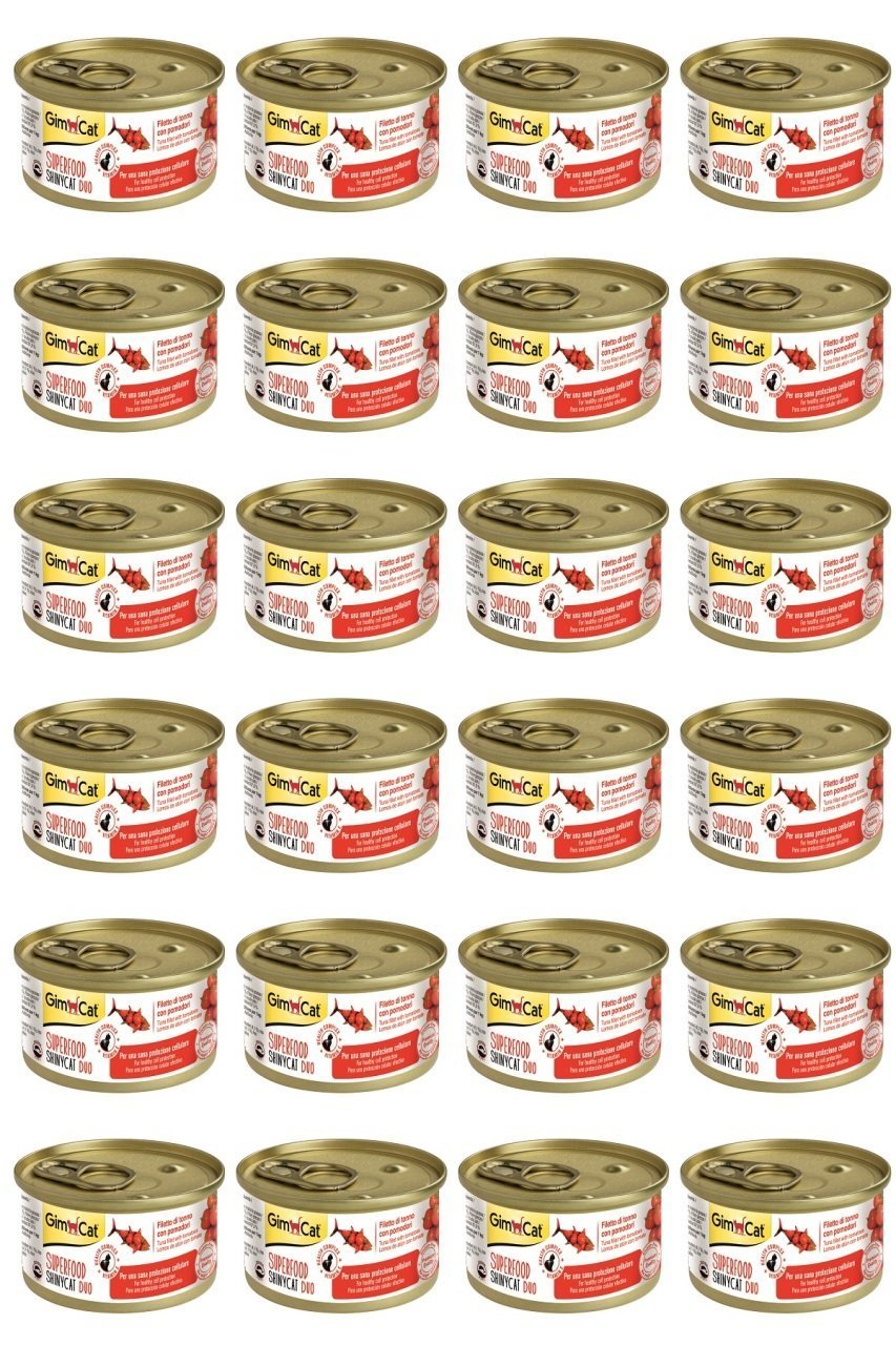 GimCat Shinycat SF Fileto Tuna Balıklı Domatesli Konserve Kedi Maması 70 Gr x 24 Adet