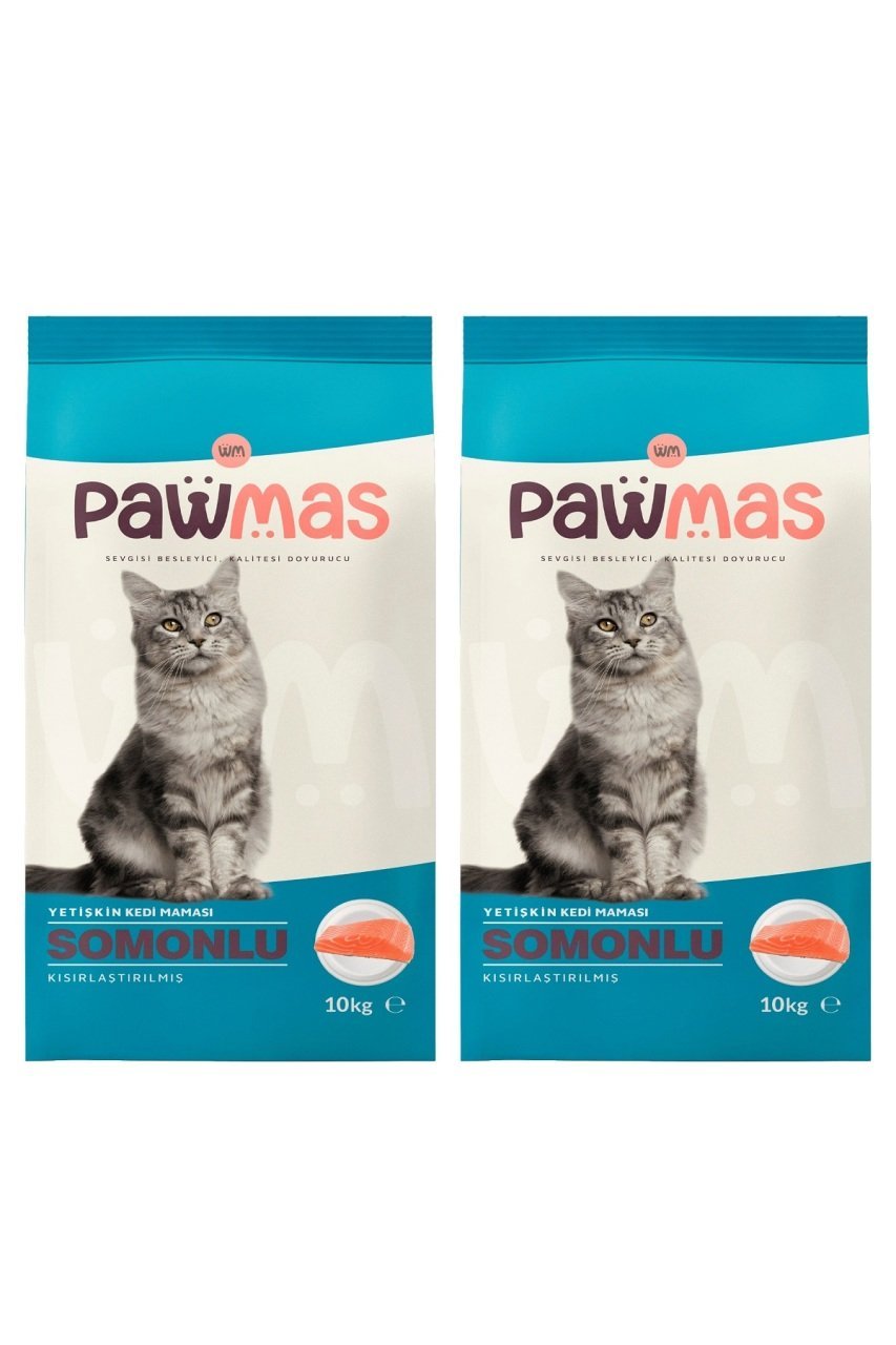 Pawmas Somonlu Kısırlaştırılmış Yetişkin Kedi Maması 10 Kg x 2 Adet