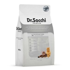 Dr.Sacchi Premium Düşük Tahıllı Somonlu ve Ton Balıklı Kısırlaştırılmış Kedi Maması 1 Kg