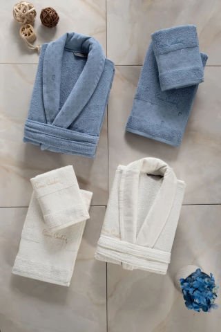 Pierre Cardin Logo Soft Jakarlı Aile Seti Mavi-Krem