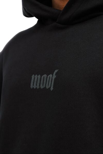 Woof Nakış Kapüşonlu (Siyah)