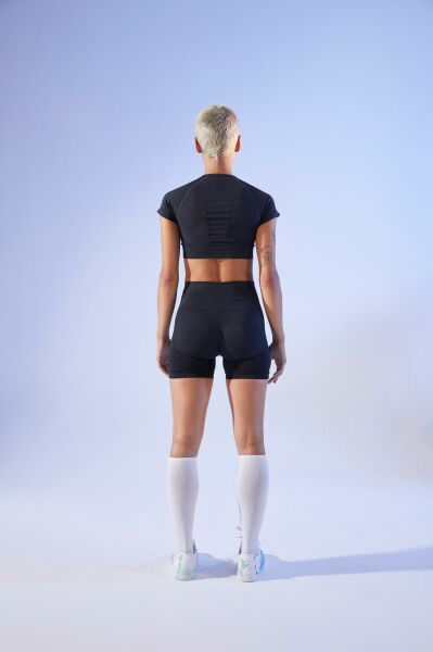 Dikişsiz Spor Crop Top (Füme)