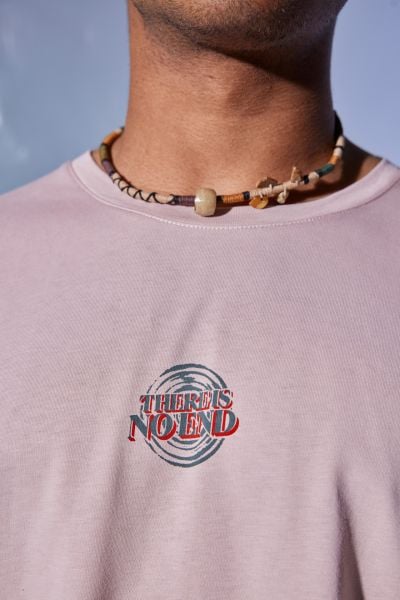 No End Baskı Oversize Tişört (Pudra)