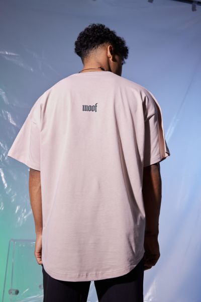 No End Baskı Oversize Tişört (Pudra)