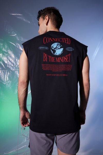 Connected By The Mindset Baskı Tank Top (Siyah)