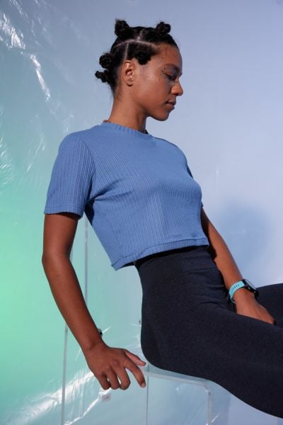 Klasik Woof Crop Top (Mavi)