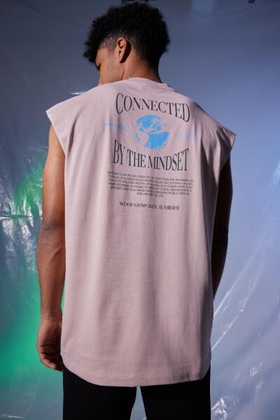 Connected By The Mindset Baskı Tank Top (Pudra)