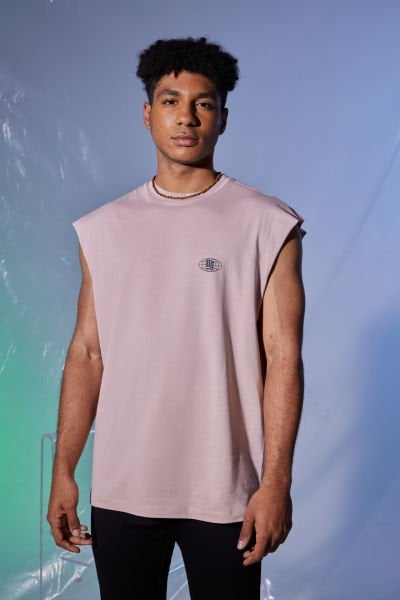 Connected By The Mindset Baskı Tank Top (Pudra)