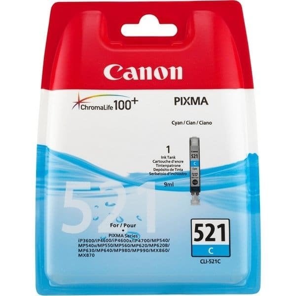 Canon CLI-521C (İP3600-İP4600-İP4700-MP540-MP550-MP560-MP620-MP630-MP640-MP980-MP990-MX860-MX870-MX990) Orjinal Mavi Kartuşu