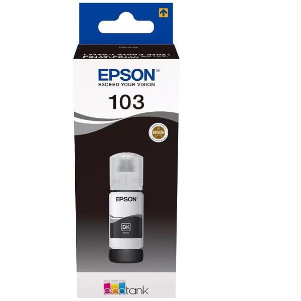 EPSON 103 (C13T00S14A) (EcoTank L1210-L1250-L3210-L3211-L3250-L3251-L3252-L3256-L3260-L3266-L5290-L5296-L11050) Orjinal Siyah Kartuşu (65 ml)