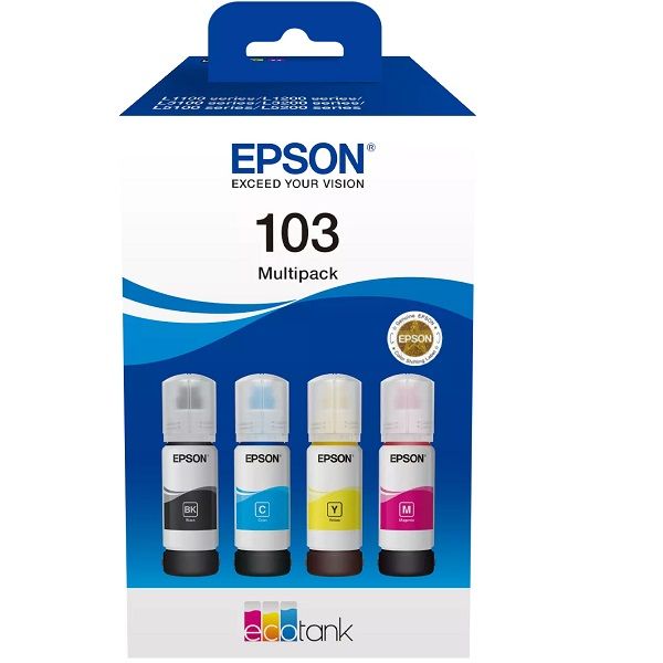 EPSON 103 (C13T00S64A) (EcoTank L1210-L1250-L3210-L3211-L3250-L3251-L3252-L3256-L3260-L3266-L5290-L5296-L11050) Orjinal Multipack (Siyah+Mavi+Kırmızı-Sarı) (260 ml)