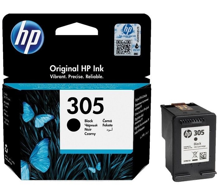 HP 305-3YM61AE (DeskJet 2300-2320-2700-2710-2720-2721-2722-2723-2724-2810-2820-2821-2822-2823-4100-4110-4120-4122-4130-ENVY 6000-6010-6012-6015-6020-6022-6030-6032-6052-6055-6058-6400-6420-6422-6430-6432-6452-6454-6455-6458-6475) Orjinal Siyah Kartuş