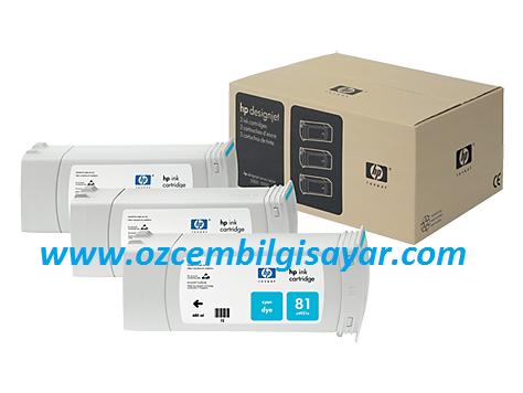 HP 81 (C5067A) Orjinal Mavi (Cyan) 3'Lü İnkJet Mürekkep Kartuş