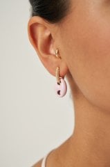 Pembe Button Küpe