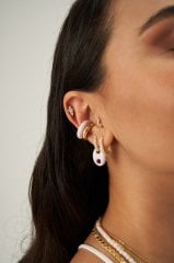 Pembe Button Earcuff