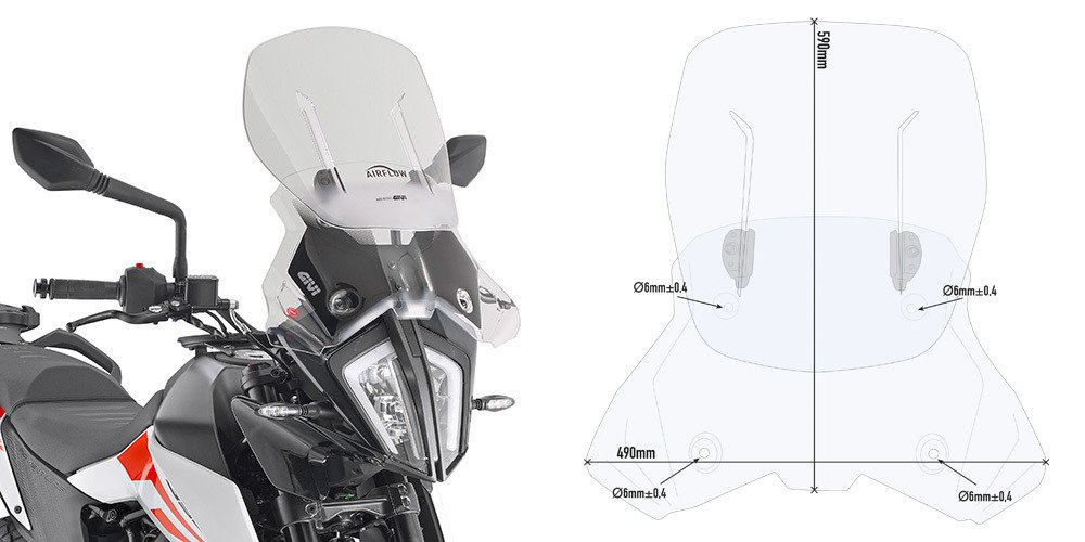 GIVI AF7711 KTM 390 ADV. (20-23) - 790 ADV. / ADV. R (19-20) - 890 ADV. (21-22) RÜZGAR SİPERLİK