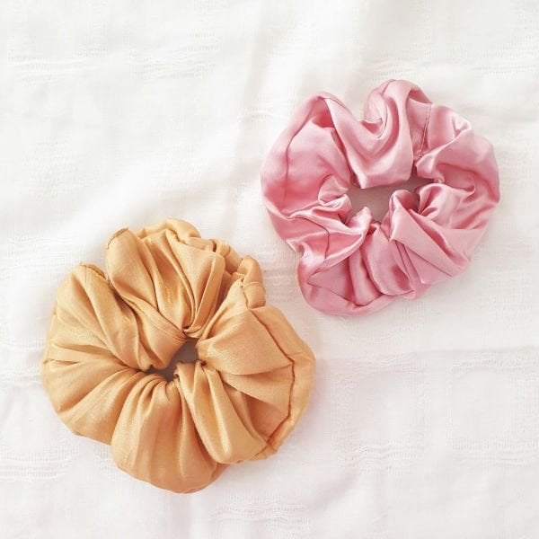 İkili Scrunchie Toka Seti Pembe