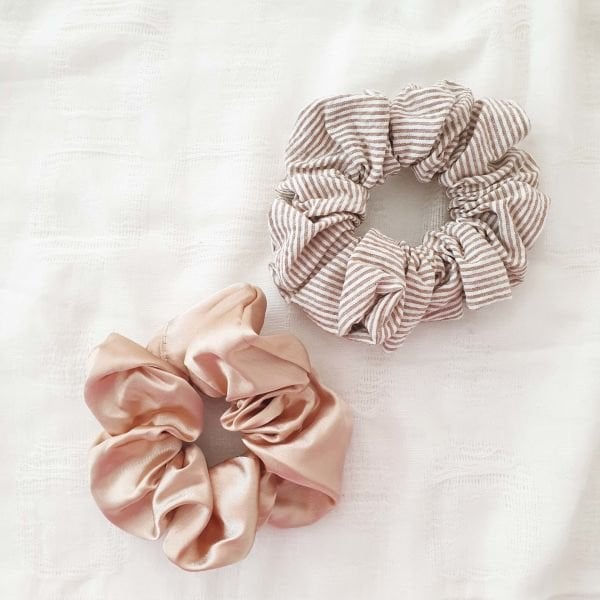 İkili Scrunchie Toka Seti Kahve