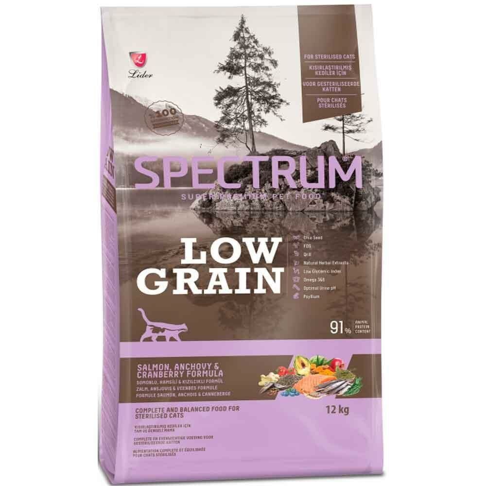 Spectrum Low Grain Somonlu ve Hamsili Kısırlaştırılmış Yetişkin Kedi Maması 12 Kg
