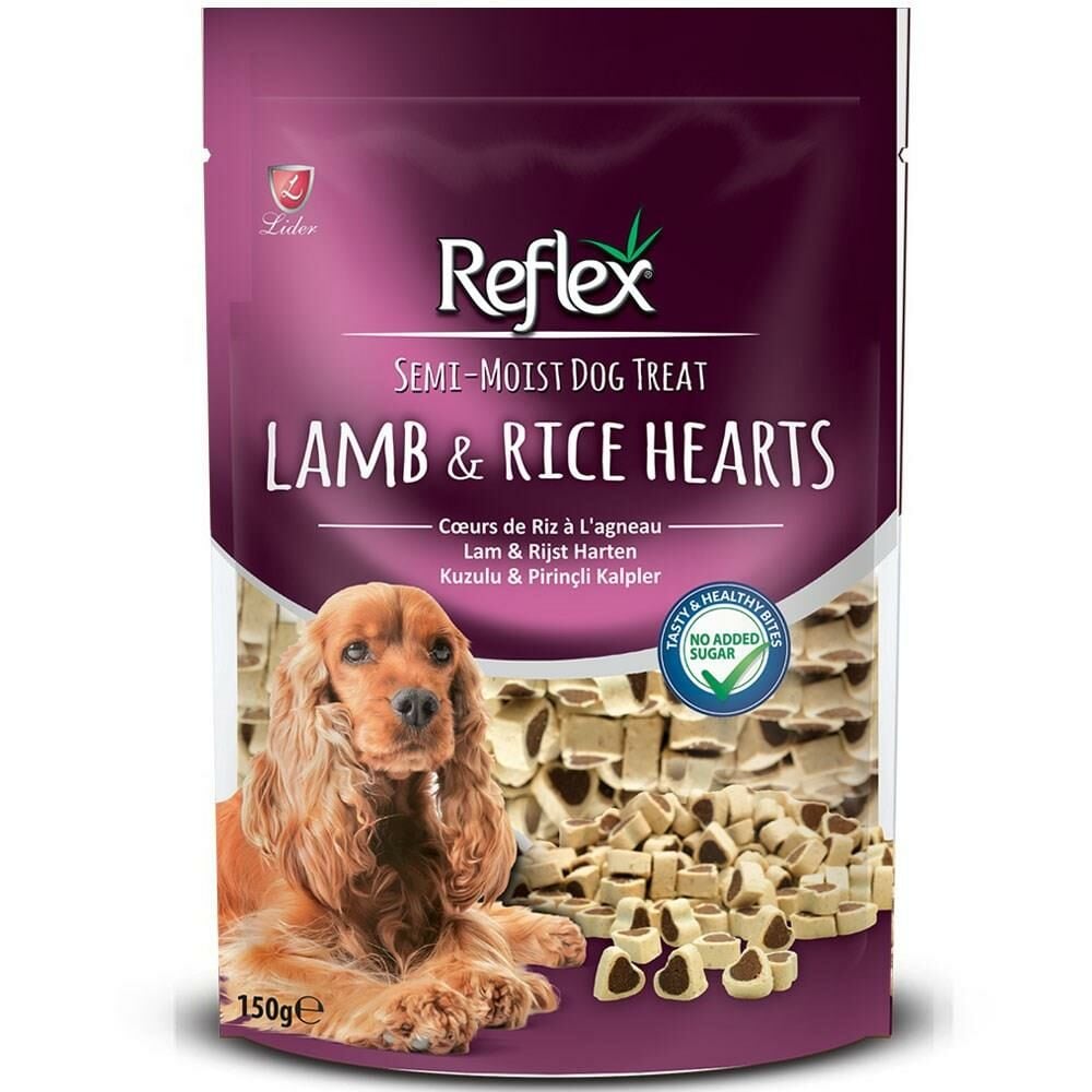 Reflex Semi-Moist Kuzulu ve Pirinçli Mini Kalpli Yarı Yumuşak Köpek Ödül Maması 150gr