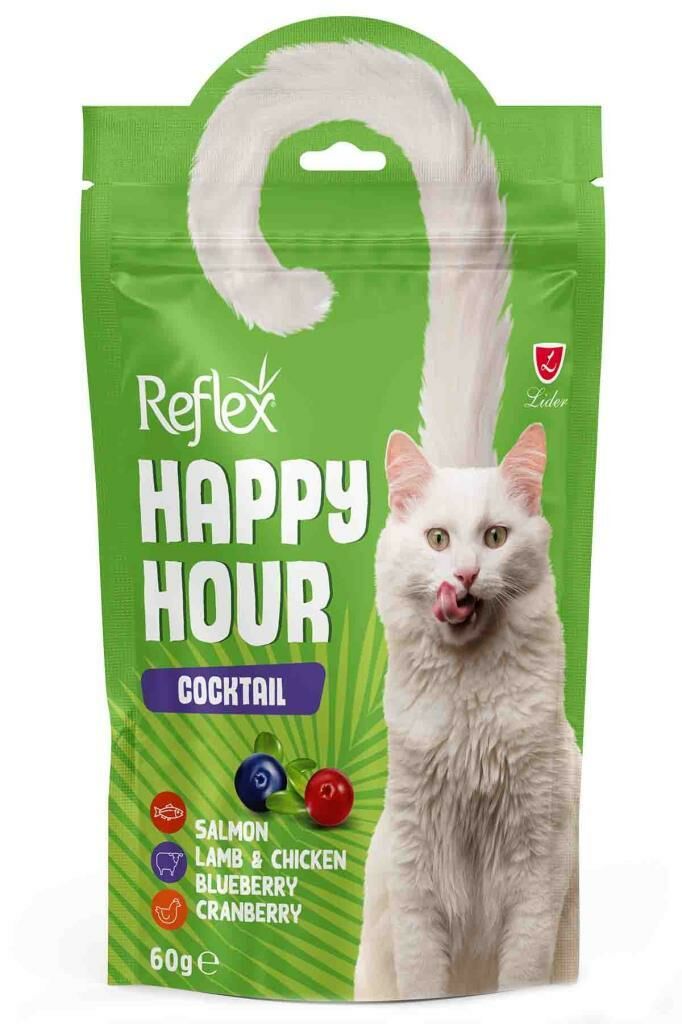 Reflex Happy Hour Kuzu, Somon ve Tavuklu Kedi Ödül Maması 60 Gr
