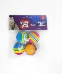 Playfull Renkli Sünger Top Kedi Oyuncağı 3,5 Cm 4'Lü