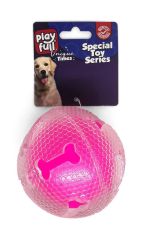Playfull Öten Kemik Desenli Şeffaf Plastik Top Köpek Oyuncağı 7,5 Cm