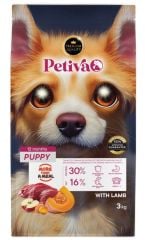 Petiva Yavru Köpekler İçin Kuzu Etli Kuru Köpek Maması 3 Kg