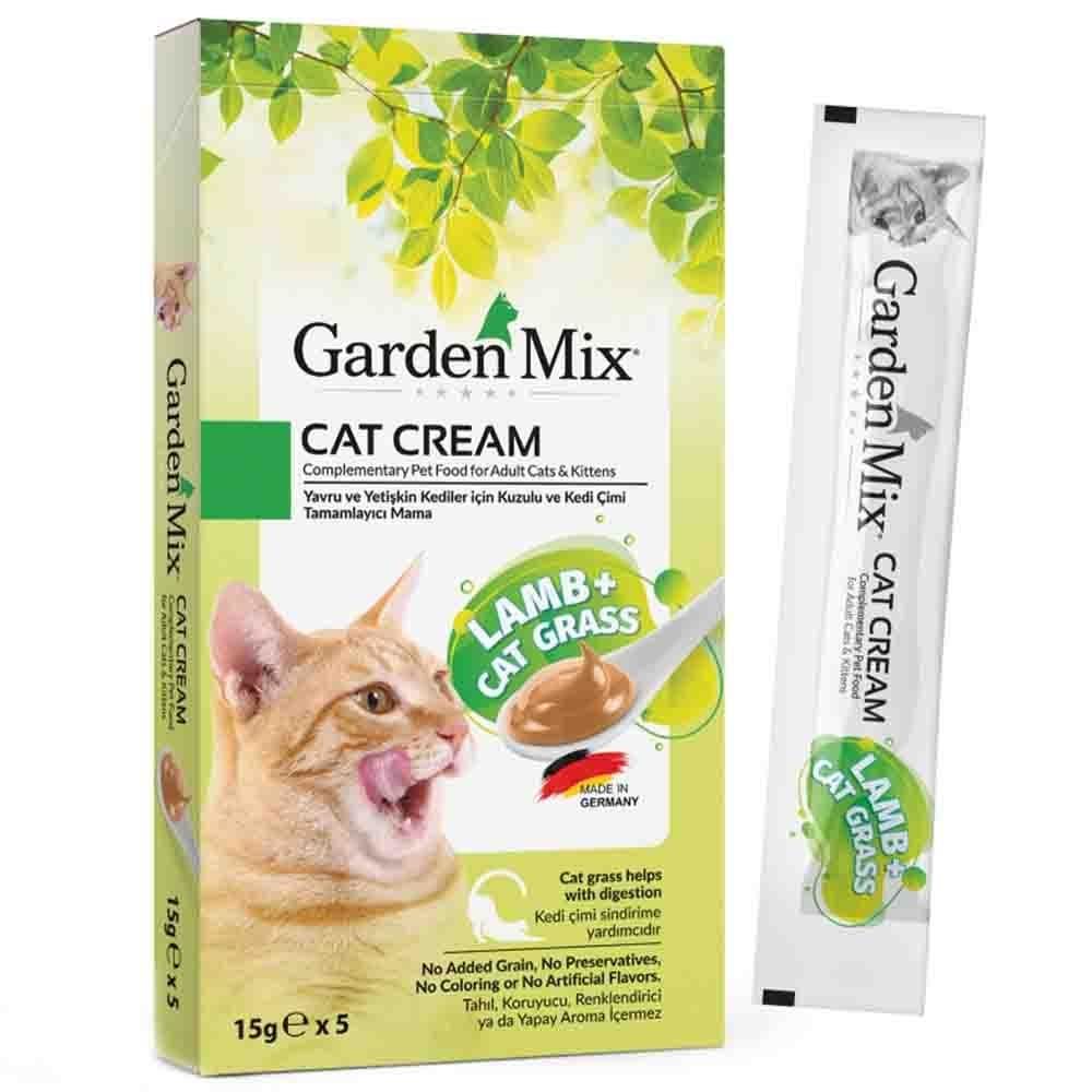 Garden Mix Kedi Çimi ve Kuzulu Krema Kedi Ödül Maması 15gr (5'li)