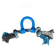 Duvo Köpek Gri/Mavi Plastik Düğümlü Çekme Halkası Diş İpi 30  Cm