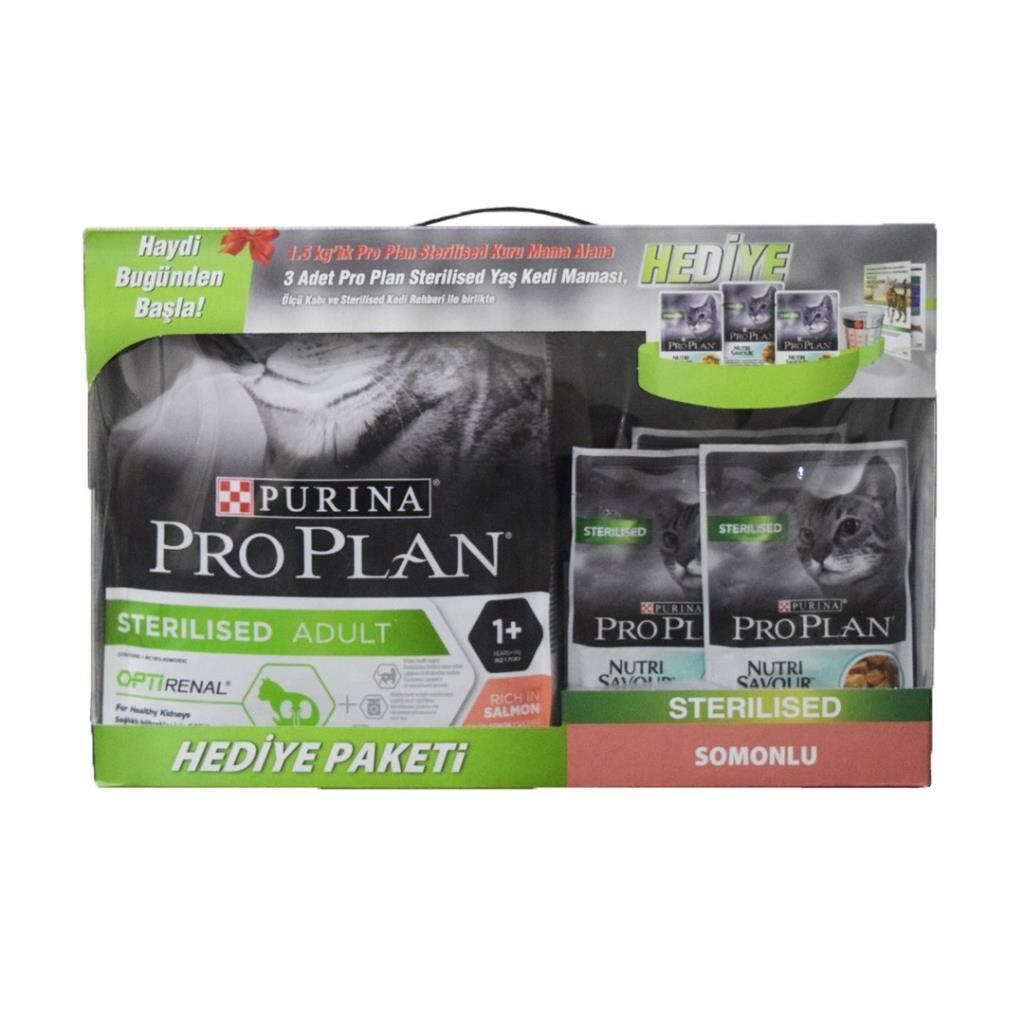 Proplan Somonlu Kısır Kedi Maması 1,5 Kg ( 3 Adet Kısır Pouch Hediyeli )