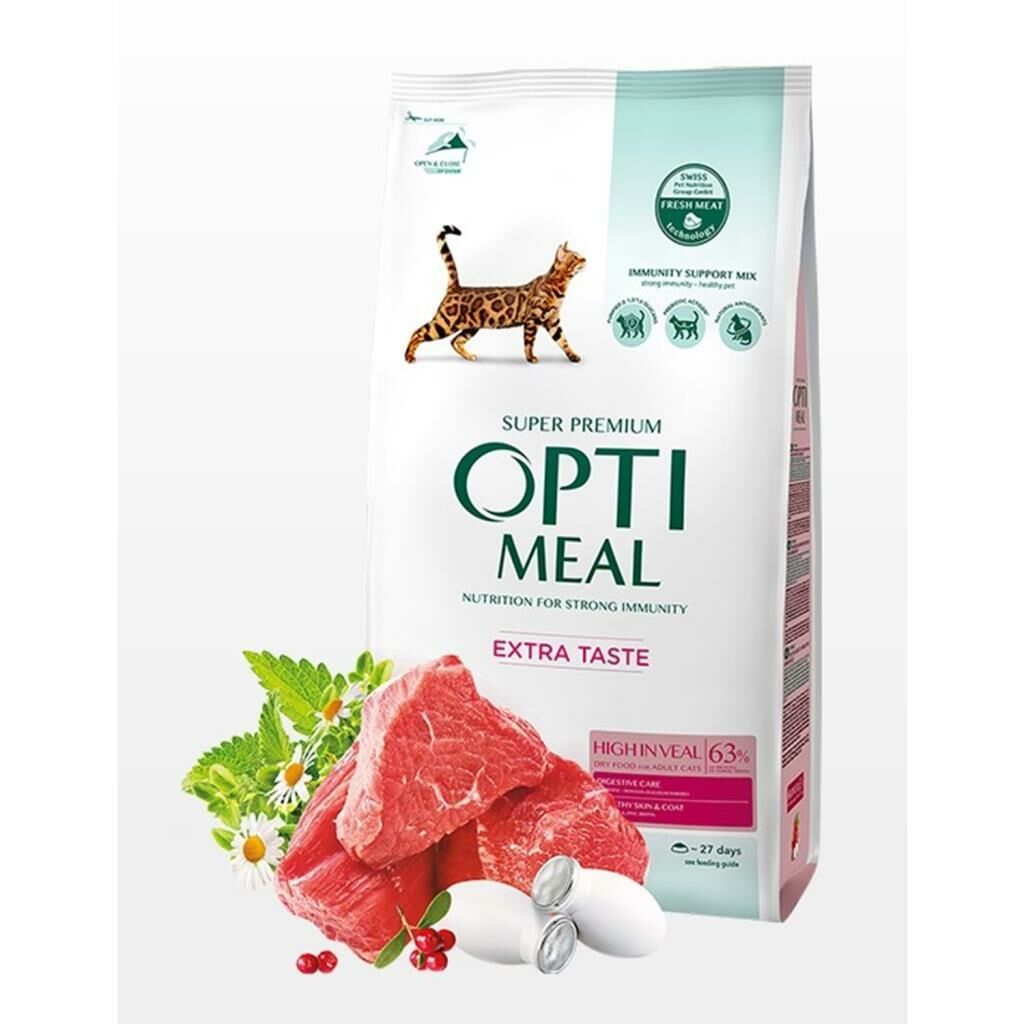 Optimeal Extra Taste Seçiçi Kediler için Dana Etli Yetişkin Kedi Maması 1,5kg