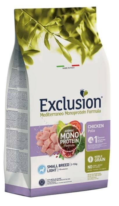 Exclusion Monoprotein Düşük Tahıllı Tavuklu Küçük Irk Light Köpek Maması 2 Kg