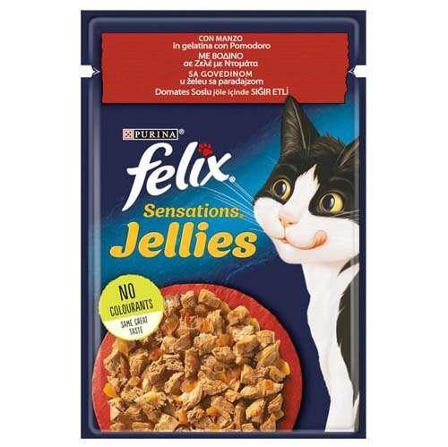 Felix Pouch Sensations Jellies Sığır Etli ve Domatesli Yaş Kedi Maması 85 Gr