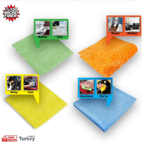 AUTOMIX 4 Parça Kutulu Mikrofiber Bez (040.07.023208)