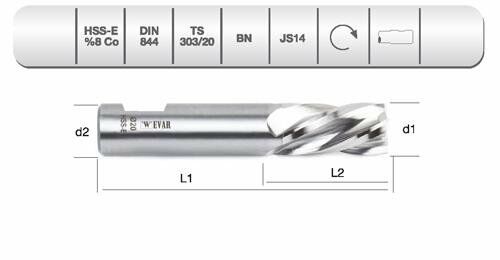 EVAR HSS Dört Ağız Parmak Freze 13 mm (306001300)