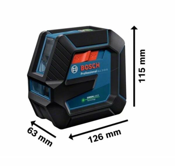 BOSCH GLL 2-15 G Çapraz Çizgili Yeşil Lazer Terazi Plastik Çantalı