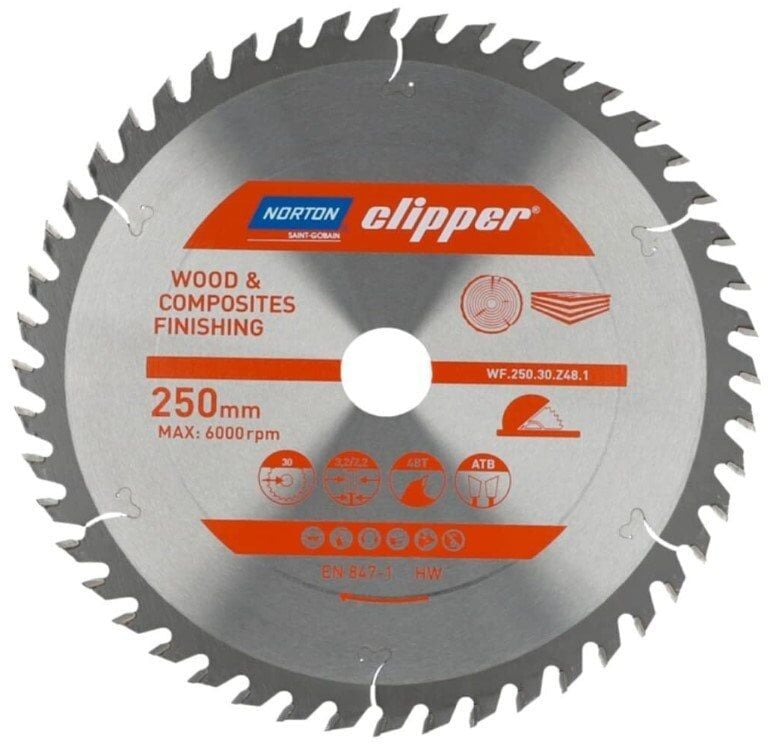 NORTON Clipper TCT Ağaç Elmas Testere 250x30 48 Diş