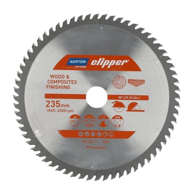NORTON Clipper TCT Ağaç Elmas Testere 235x30 64 Diş