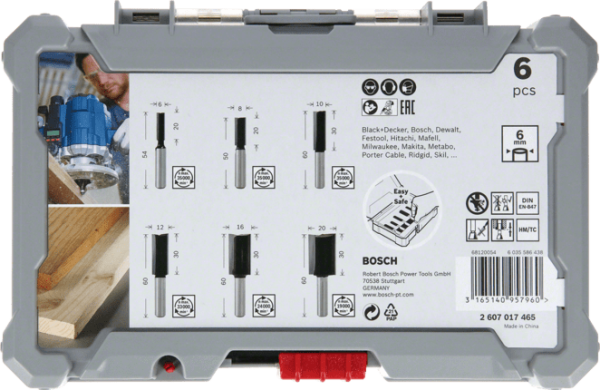 BOSCH 6 mm Saplı Profesyonel Ahşap Freze Bıçak Seti 6 Parça (2607017465)