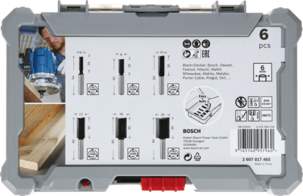 BOSCH 6 mm Saplı Profesyonel Ahşap Freze Bıçak Seti 6 Parça (2607017465)