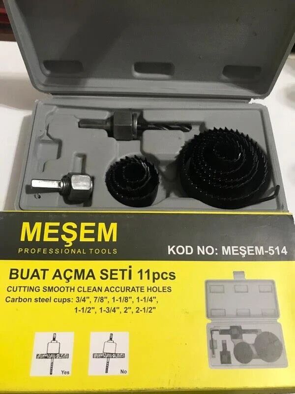 Meşem 514-  Ahşap Alçıpan Kartonpiyer Delme Panç Seti 11 Parça